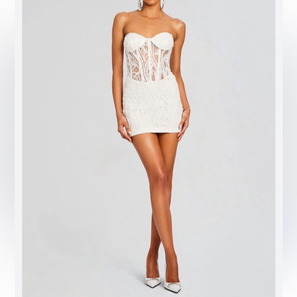 Retrofete White Strapless Mini Dress (S)